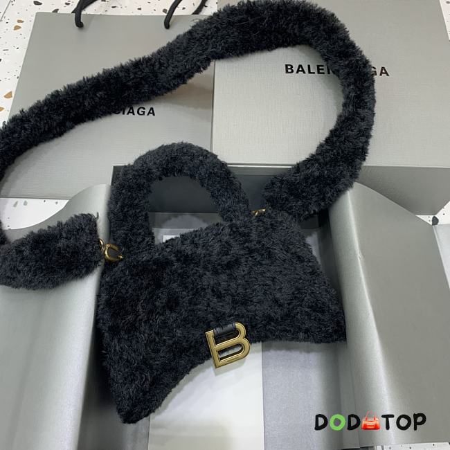 Balenciaga S Hourglass Furry Tote Bag Black Size 19 x 8 x 11 cm - 1