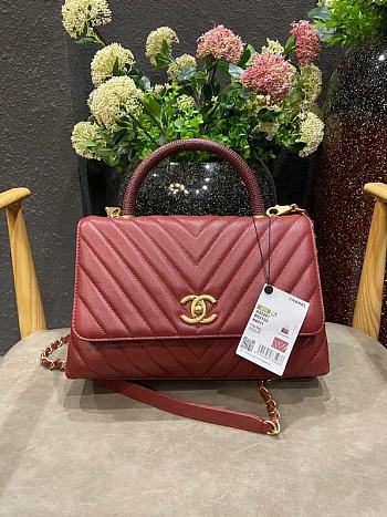 Chanel Coco Cheveron Red Gold Hardware Size 18×29×12 cm