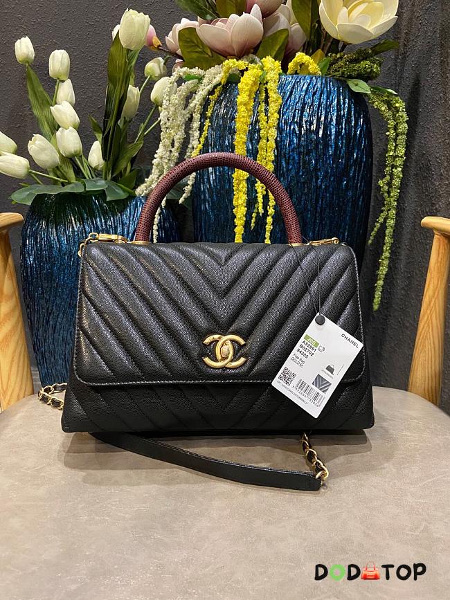 Chanel Coco Cheveron Black Gold Hardware Size 18×29×12 cm - 1