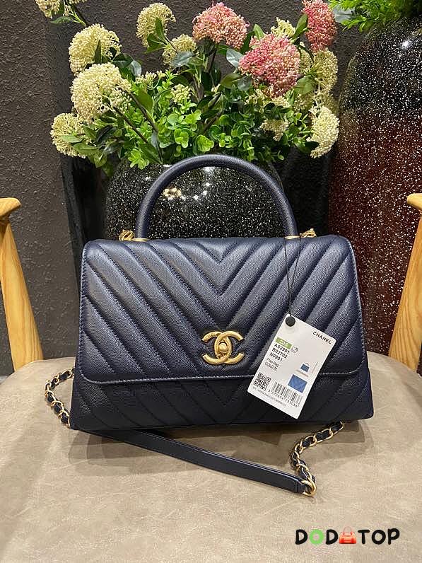 Chanel Coco Cheveron Dark Blue Gold Hardware Size 18×29×12 cm - 1