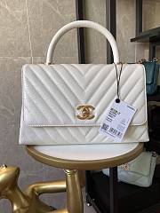 Chanel Coco Cheveron Calfskin White Gold Hardware Size 18×29×12 cm - 3