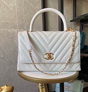 Chanel Coco Cheveron Calfskin White Gold Hardware Size 18×29×12 cm - 1