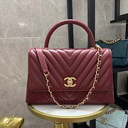 Chanel Coco Cheveron Calfskin Red Gold Hardware Size 18×29×12 cm - 1