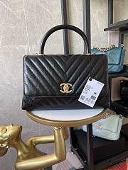 Chanel Coco Cheveron Calfskin Black Gold Hardware Size 18×29×12 cm - 2