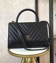 Chanel Coco Cheveron Grained Black Black Hardware Size 18×29×12 cm - 1