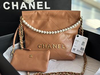 Chanel 22 Tote Bag Brown Pearl Size 25 x 22 x 6.5 cm