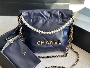 Chanel 22 Tote Bag Blue Pearl Size 25 x 22 x 6.5 cm