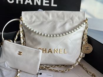 Chanel 22 Tote Bag White Pearl Size 25 x 22 x 6.5 cm