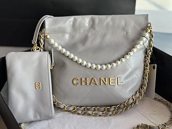 Chanel 22 Tote Bag Gray Pearl Size 25 x 22 x 6.5 cm