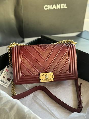 Chanel Leboy Cheveron Red Bag Size 25 cm