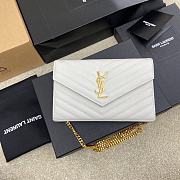 YSL Chain Bag Gray Bag White Gold Hardware Size 22.5x14x4 cm - 1