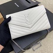 YSL Chain Bag Gray Bag White Silver Hardware Size 22.5x14x4 cm - 2