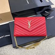 YSL Chain Bag Red Bag Size 22.5x14x4 cm - 1