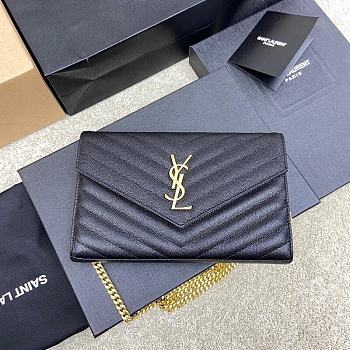 YSL Chain Bag Black Gold Hardware Bag Size 22.5x14x4 cm