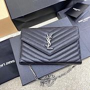 YSL Chain Bag Black Silver Hardware Bag Size 22.5x14x4 cm - 1