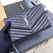 YSL Chain Bag Black Silver Hardware Bag Size 22.5x14x4 cm - 5
