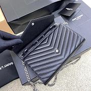 YSL Chain Bag Black Silver Hardware Bag Size 22.5x14x4 cm - 2