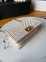 Chanel Caviar Boy Bag In Cream Gold Hardware Size 25 cm - 6