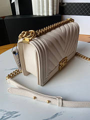 Chanel Caviar Boy Bag In Cream Gold Hardware Size 25 cm - 3