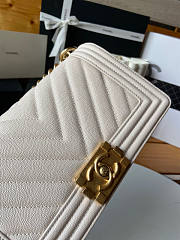 Chanel Caviar Boy Bag In Cream Gold Hardware Size 25 cm - 2