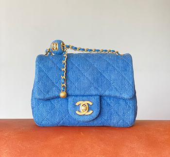 Chanel Flap Bag Mini Denim Size 17 cm