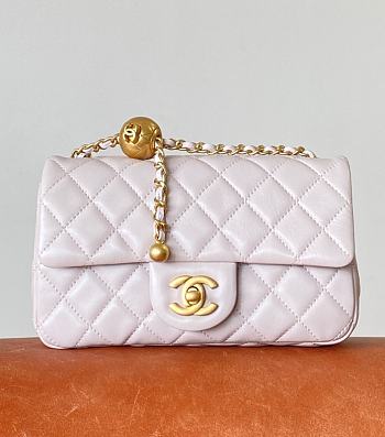 Chanel Flap Bag Lambskin Ball Gold Pink Size 20 cm