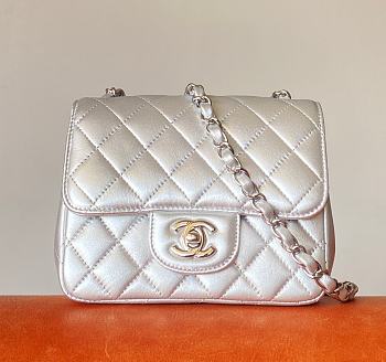 Chanel Flap Bag Mini Silver Size 17 cm