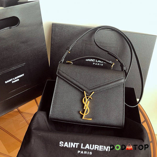 YSL Saint Laurent Cassandra Mini Top Handle Bag In Black Grained Leather Size 20 x 16 x 7.5 cm - 1