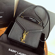 YSL Saint Laurent Cassandra Mini Top Handle Bag In Black Grained Leather Size 20 x 16 x 7.5 cm - 6