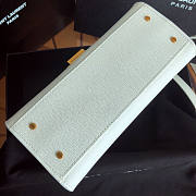 YSL Saint Laurent Cassandra Mini Top Handle Bag In White Grained Leather Size 20 x 16 x 7.5 cm - 3