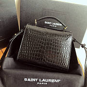 YSL Saint Laurent Cassandra Mini Top Handle Bag In Black Crocodile Leather Size 20 x 16 x 7.5 cm - 6