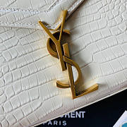 YSL Saint Laurent Cassandra Mini Top Handle Bag In White Crocodile Leather Size 20 x 16 x 7.5 cm - 5