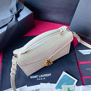 YSL Saint Laurent Cassandra Mini Top Handle Bag In White Crocodile Leather Size 20 x 16 x 7.5 cm - 3