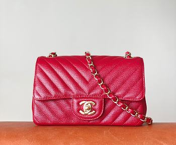 Chanel V Flap Bag Caviar Red Size 20 cm