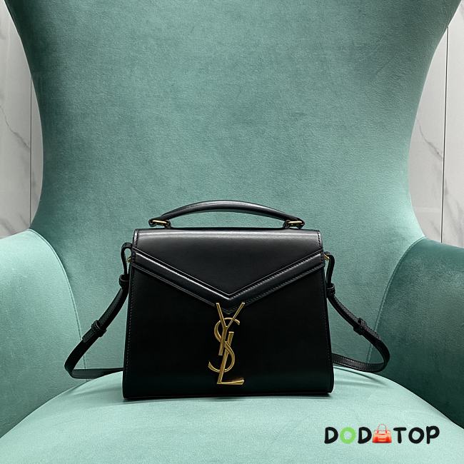 YSL Saint Laurent Cassandra Mini Top Handle Bag In Black Leather Size 20 x 16 x 7.5 cm - 1