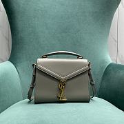 YSL Saint Laurent Cassandra Mini Top Handle Bag In Gray Leather Size 20 x 16 x 7.5 cm - 1