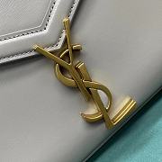 YSL Saint Laurent Cassandra Mini Top Handle Bag In Gray Leather Size 20 x 16 x 7.5 cm - 5