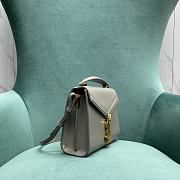 YSL Saint Laurent Cassandra Mini Top Handle Bag In Gray Leather Size 20 x 16 x 7.5 cm - 4