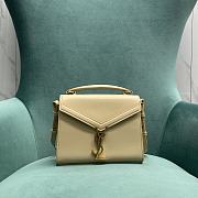 YSL Saint Laurent Cassandra Mini Top Handle Bag In Beige Leather Size 20 x 16 x 7.5 cm - 1