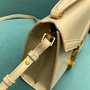 YSL Saint Laurent Cassandra Mini Top Handle Bag In Beige Leather Size 20 x 16 x 7.5 cm - 4