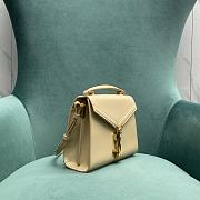 YSL Saint Laurent Cassandra Mini Top Handle Bag In Beige Leather Size 20 x 16 x 7.5 cm - 3