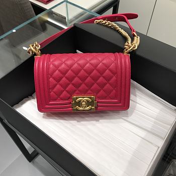 Chanel Boy Bag Caviar Pink Size 20 cm