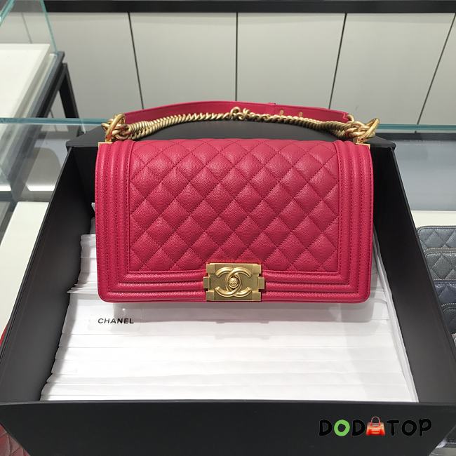 Chanel Boy Bag Caviar Pink Gold Hardware Size 25 cm - 1