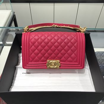 Chanel Boy Bag Caviar Pink Gold Hardware Size 25 cm