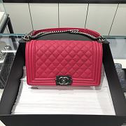 Chanel Boy Bag Caviar Pink Silver Hardware Size 25 cm - 1