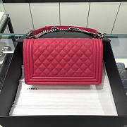 Chanel Boy Bag Caviar Pink Silver Hardware Size 25 cm - 6
