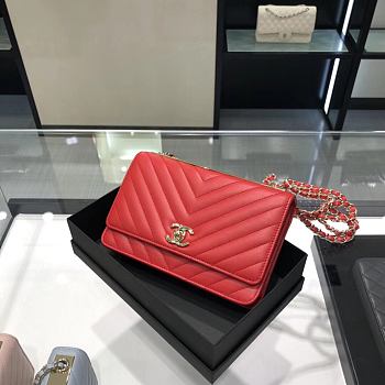Chanel WOC Trendy Red Gold Hardware Size 12.3 × 19.2 × 3.5 cm