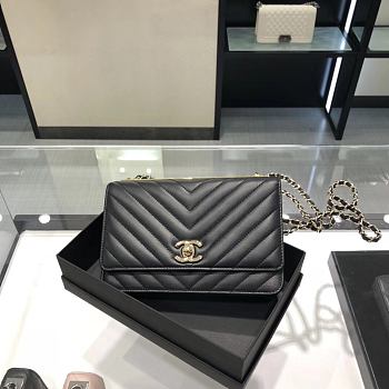 Chanel WOC Trendy Black Gold Hardware Size 12.3 × 19.2 × 3.5 cm