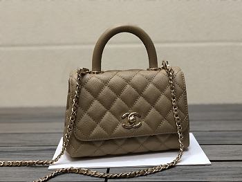 Chanel Coco Handle Bag Dark Beige Size 19 cm