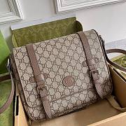 Gucci GG Messenger Bag Beige Ebony GG Supreme Canvas Brown Leather Size 28 x 24 x 8.5 cm - 3